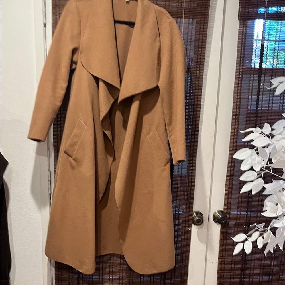Hot & Delicious Tan Waterfall Trench Coat